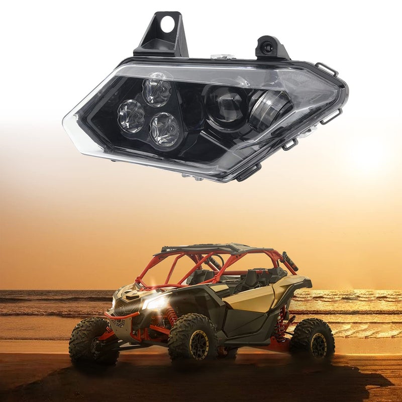 CPOWACE LED Driver Headlight Assembly Clear Lens Compatible with Can Am Maverick X3 Max X3 R Turbo DPS 2017-2018 - Image 1